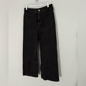 Anthropologie Pilcro black denim wide leg cropped pant